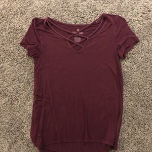 Dark purple crossed t shirt